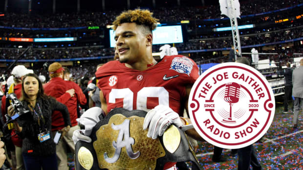 Dec 31, 2016; Atlanta, GA, USA; Alabama Crimson Tide defensive back Minkah Fitzpatrick (29) reacts after winning the 2016 CFP semifinal at the Peach Bowl against the Washington Huskies at the Georgia Dome. Alabama won 24-7. Mandatory Credit: Brett Davis-USA TODAY Sports